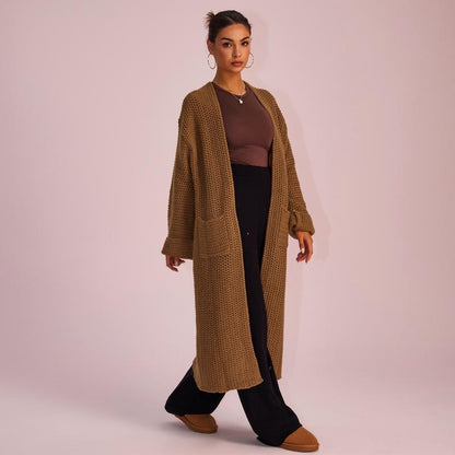 Joyfunear Women'S Autumn and Winter Knitted Long Sleeved Hoodie Casual Home Cardigan Long Sweater with Pockets