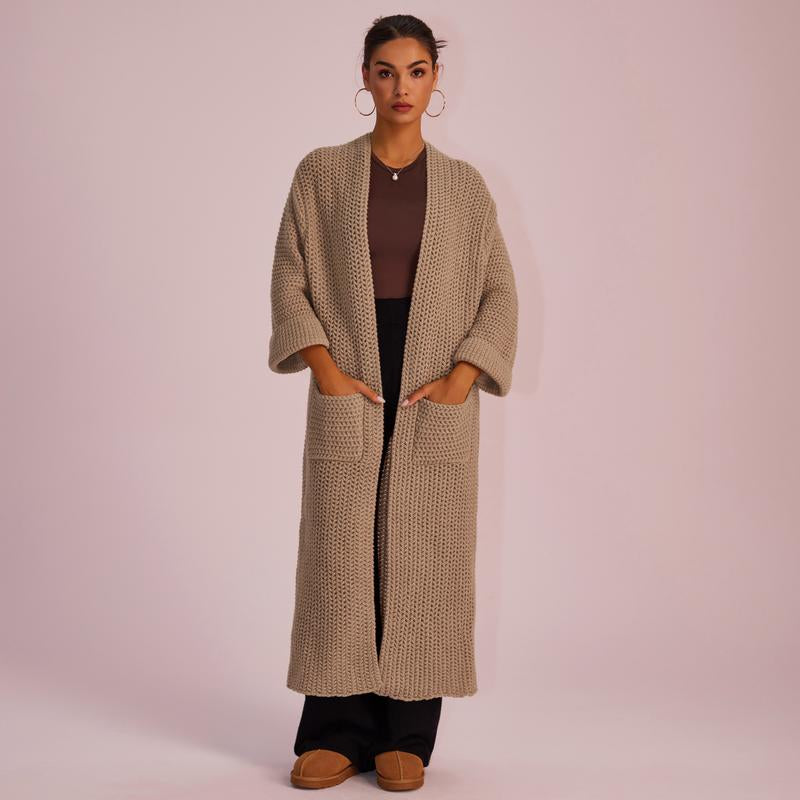 Joyfunear Women'S Autumn and Winter Knitted Long Sleeved Hoodie Casual Home Cardigan Long Sweater with Pockets