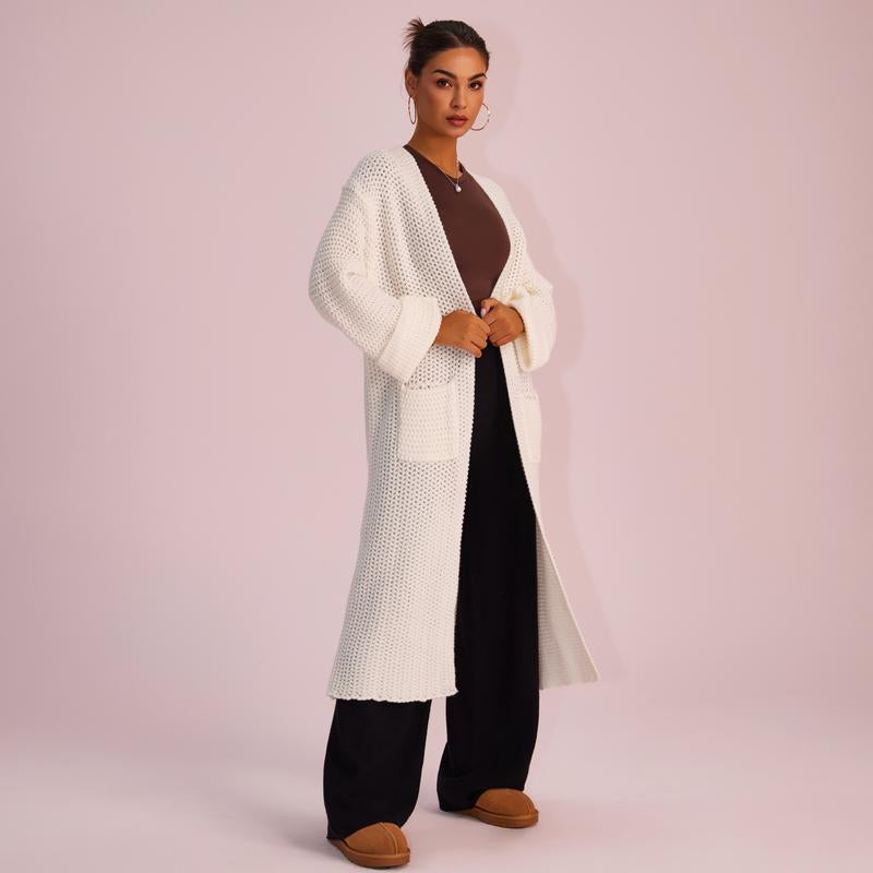 Joyfunear Women'S Autumn and Winter Knitted Long Sleeved Hoodie Casual Home Cardigan Long Sweater with Pockets